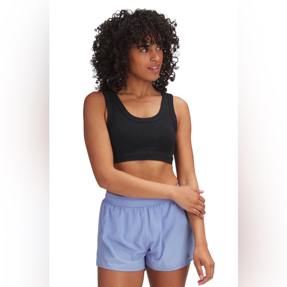 Alo Yoga Ribbed Black Wellness Bra | XS/S No Tag | Athletic Crop Sports Bra